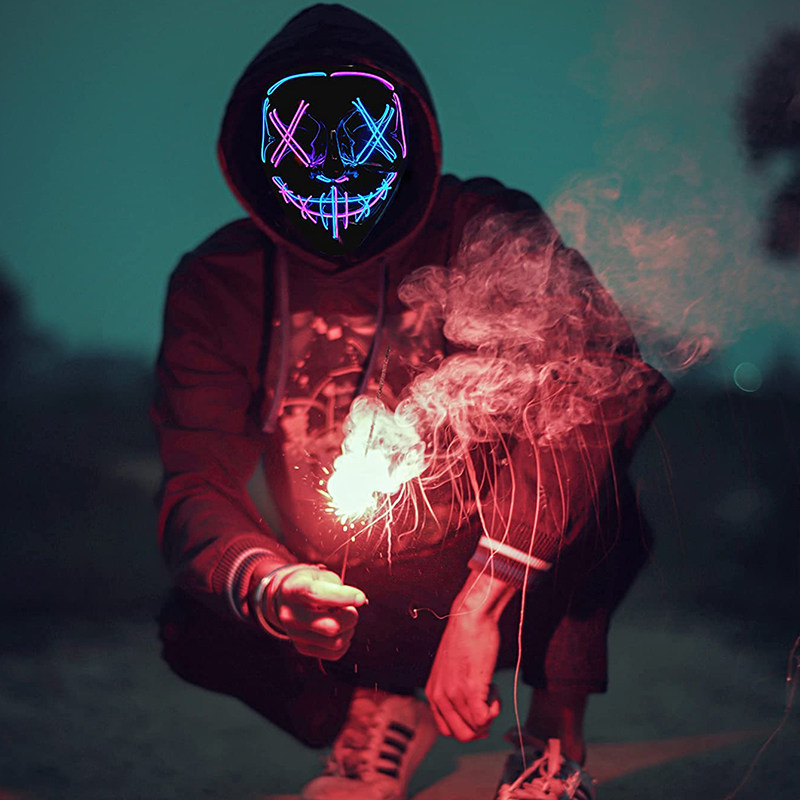 万圣节恐怖发光面具双色面罩网红派对舞会蹦迪V字狼人杀恐怖道具,淘宝优惠券,粉丝福利购,淘宝优惠卷