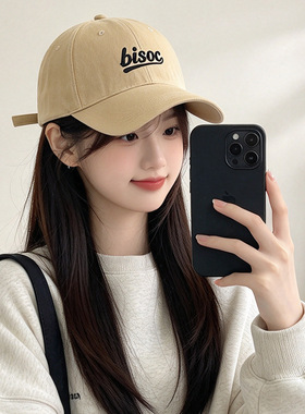 大头围磨毛帽子女字母刺绣棒球帽美式复古鸭舌帽百搭显脸小遮阳帽