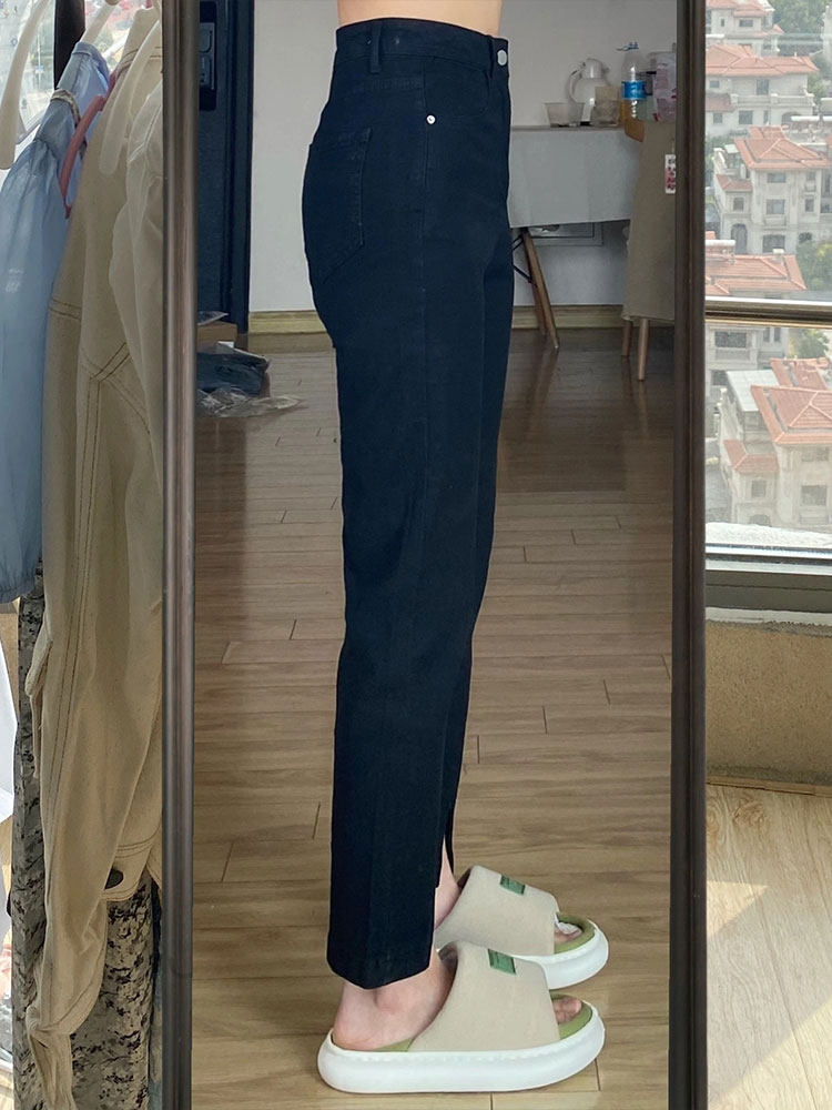 小个子腿粗裤子女夏季新款大码不显胯宽黑色弹力开叉牛仔九分裤潮,淘宝优惠券,粉丝福利购,淘宝优惠卷