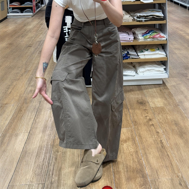 设计感阔腿工装弯刀裤子女大码胖mm今年流行梧桐裤休闲香蕉镰刀裤