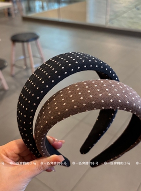 ins博主同款棉麻波点高颅顶发箍