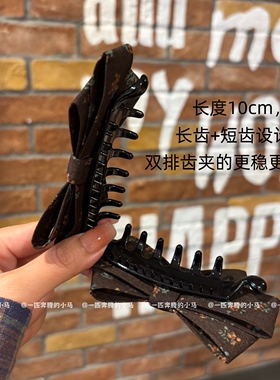 韩系复古美拉德碎花蝴蝶结香蕉夹