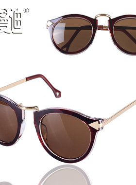 复古圆框防紫外线太阳镜女配近视