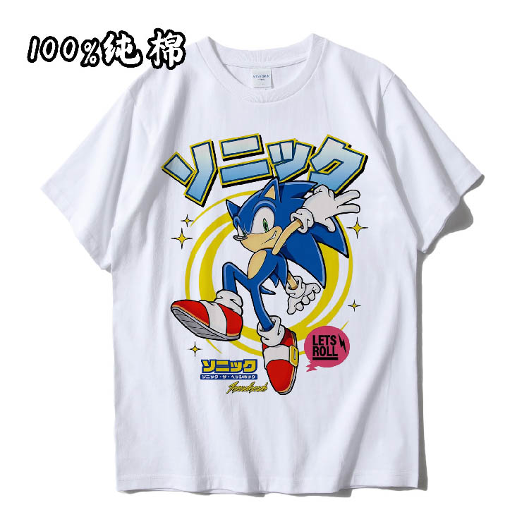 Sonic the hedgehog刺猬索尼克电影周边短袖T恤衣服纯棉音速小子 - 图2