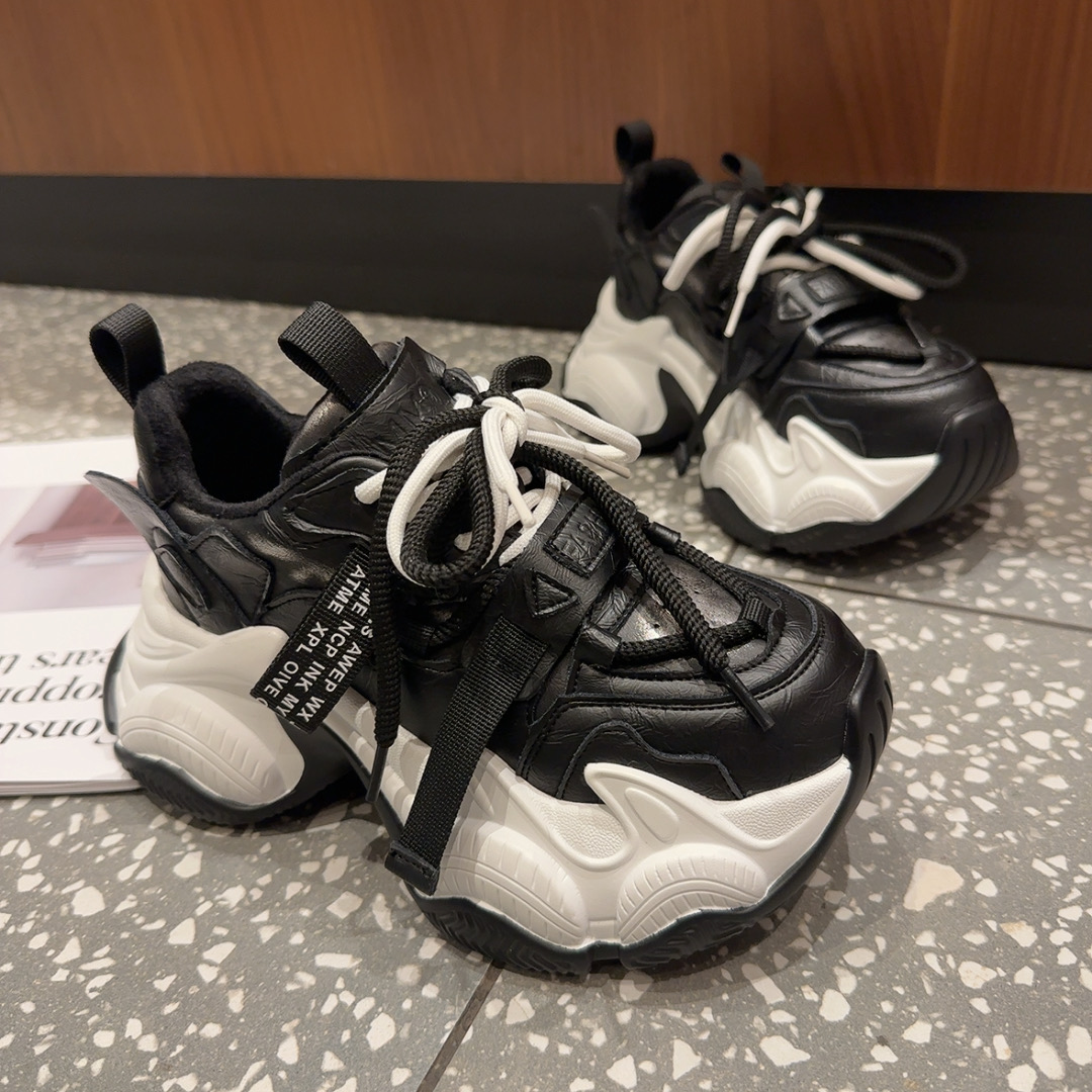 欧货重工撞色厚底老爹鞋女2025新款小个子休闲运动鞋增高时尚潮鞋 - 图2