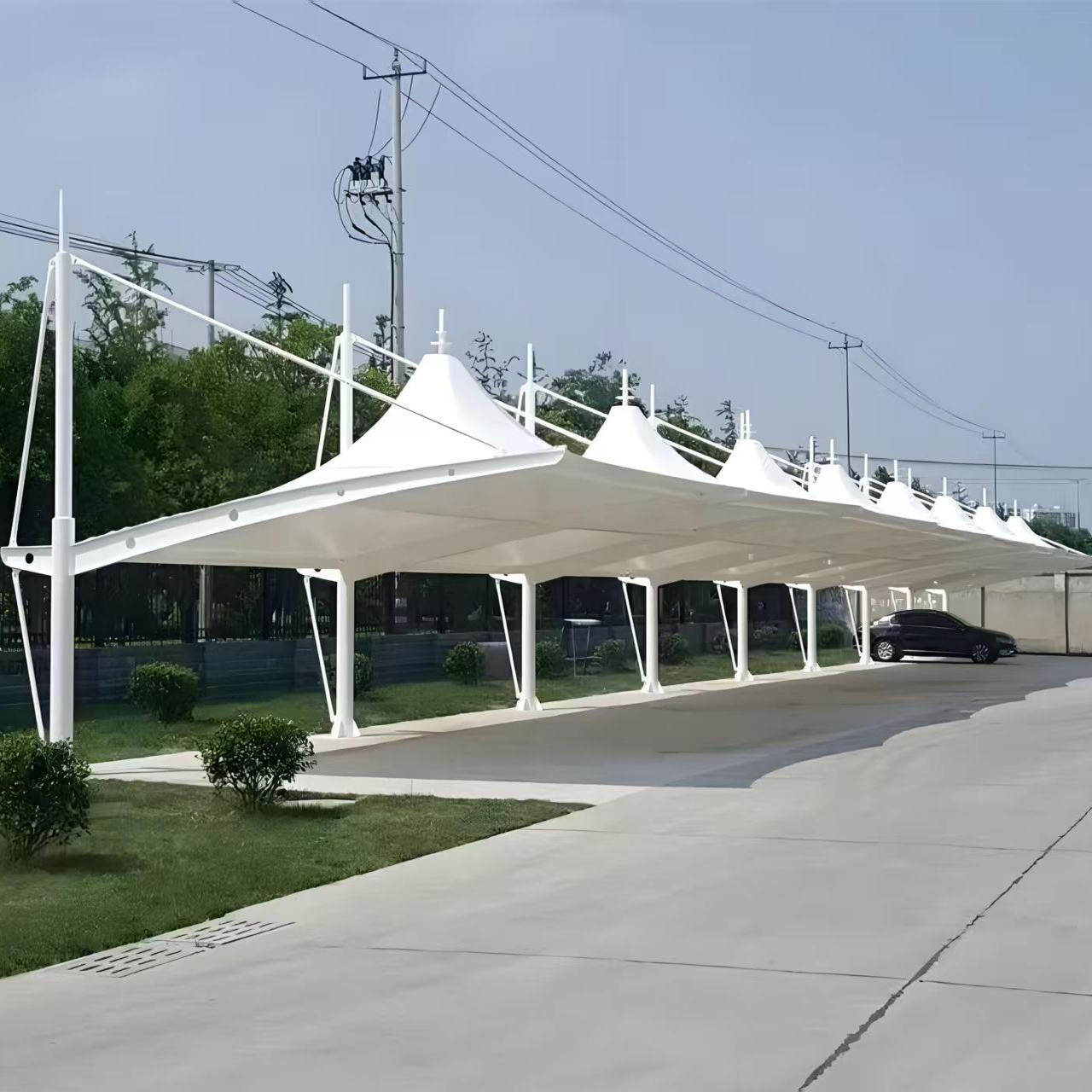 湖北膜结构小区电动车自行车停车棚汽车遮阳棚雨棚商场户外停车棚,淘宝优惠券,粉丝福利购,淘宝优惠卷