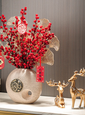 喜气洋洋，红红火火花瓶陶瓷