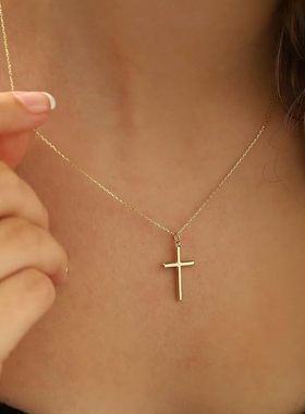 跨境亚马逊爆款十字架吊坠项链女时尚百搭高级感锁骨链简约风颈链