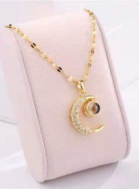 小众ins月亮钛钢七夕节女士吊坠