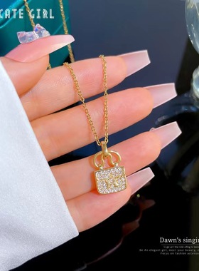 钛钢百搭H包包项链女ins风高级设计镶钻锁骨链七夕送闺蜜网红批发