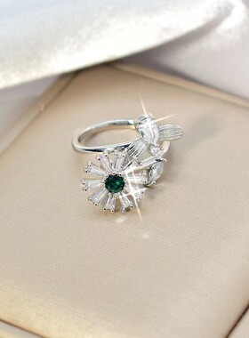 微镶蜜蜂小雏菊戒指女ins风可旋转创意食指戒抖音同款百搭手饰品