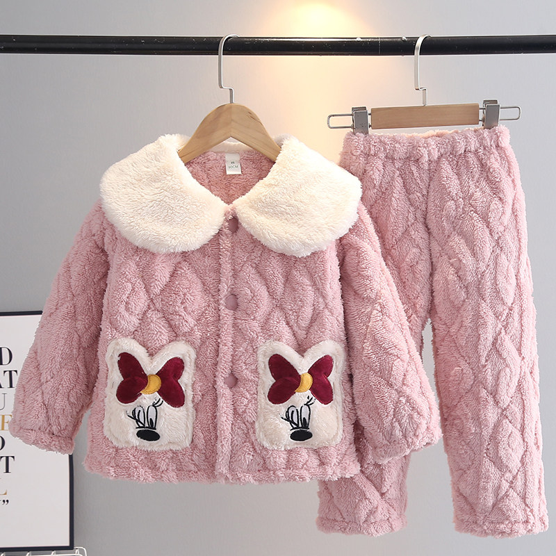 冬季新儿童睡衣法兰绒加厚夹棉女童宝宝中大童时尚家居服保暖套装,淘宝优惠券,粉丝福利购,淘宝优惠卷
