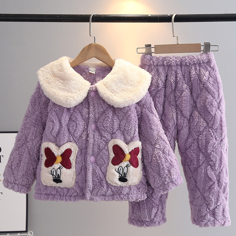 冬季新儿童睡衣法兰绒加厚夹棉女童宝宝中大童时尚家居服保暖套装,淘宝优惠券,粉丝福利购,淘宝优惠卷