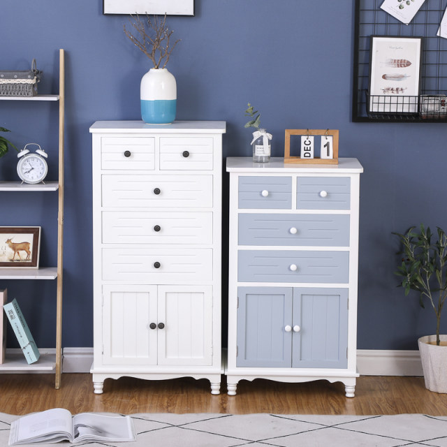 Solid wood chest of drawers with door Nordic bedroom storage cabinet
