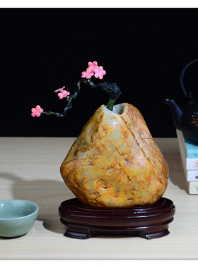 HP005天然石头大湾石金钱草绿萝鲜花干花插花水培花瓶花器花盆