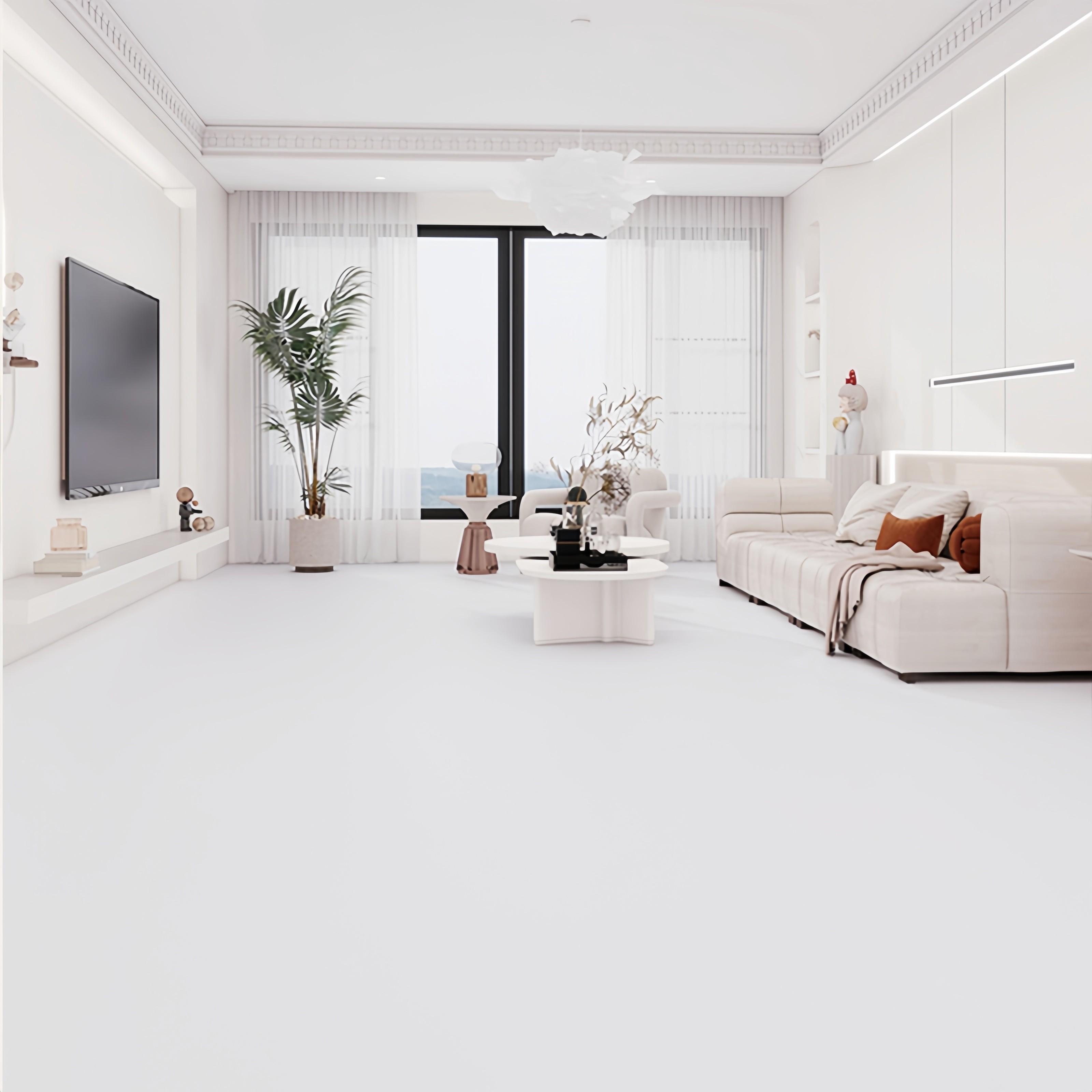 佛山超防污金丝绒柔光砖瓷砖750x1500客厅超白胚奶白色纯色地板砖 - 图2