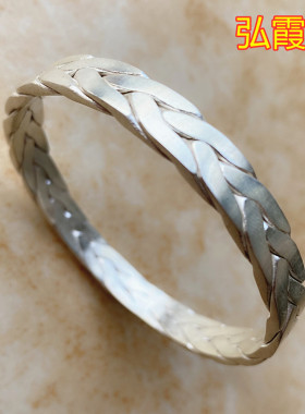 弘霞客做旧银饰时尚款女足银手镯