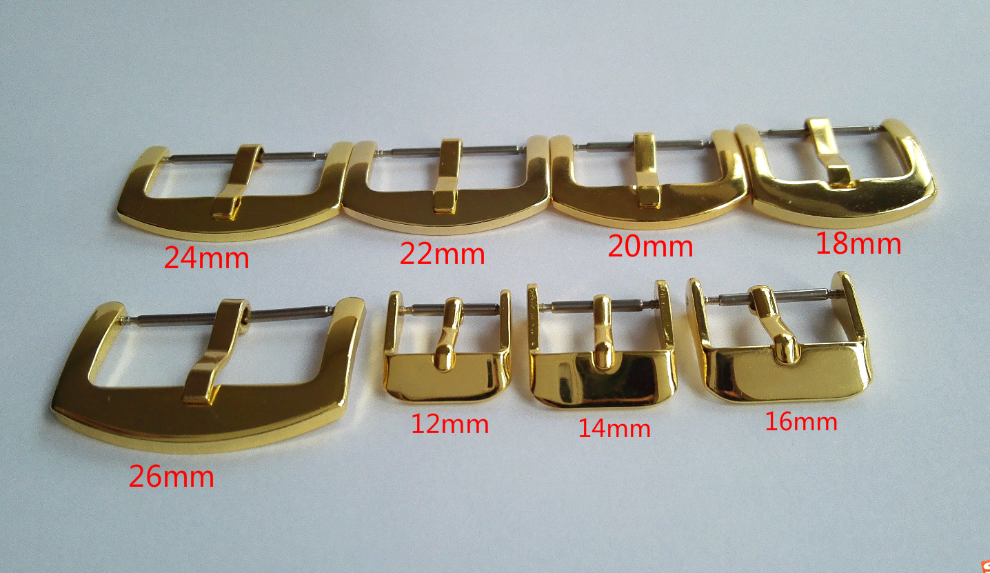 手表配件全钢表扣三色表带针扣皮带扣16mm18mm20mm22mm24mm26mm - 图0