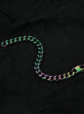 古巴淬火炫彩男士手镯钛钢男生