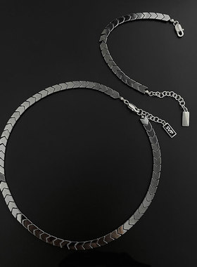 黑胆石项链男潮小众设计配饰高级感嘻哈欧美ins高街冷淡风蛇骨链