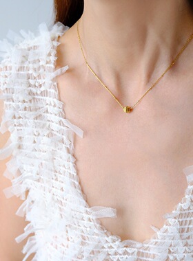 轻奢项链路路通锁骨链滚筒金珠精致巴洛克风格 钛钢首饰XL686