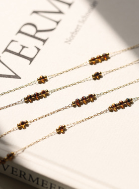 镀金锁骨链琥珀项链饰品鲸雨