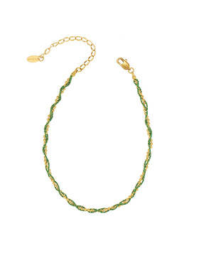 手链脚链 青绿端午彩绳闺蜜礼物 宝蓝珠光套装钛钢镀18K金SL121