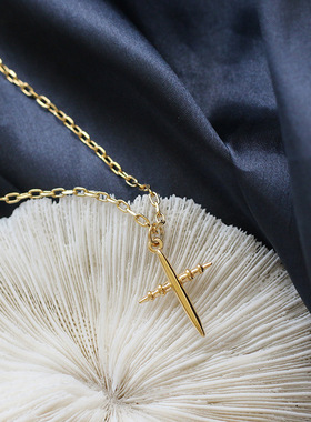 欧美十字架中长款钛钢18K金项链