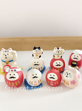正版decole达摩猫咪开运可爱摆件