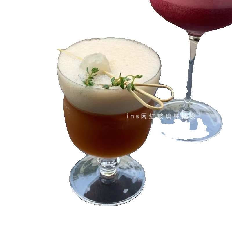 复古冰美式拿铁咖啡杯小众ins高脚玻璃杯冷饮特调果汁杯鸡尾酒杯 - 图3