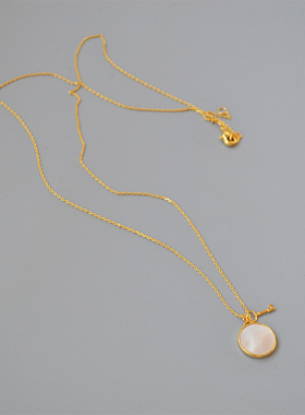 日韩时尚简约精致白色女圆盘母贝