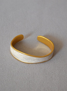 珐琅珠光不规则手镯复古金个性