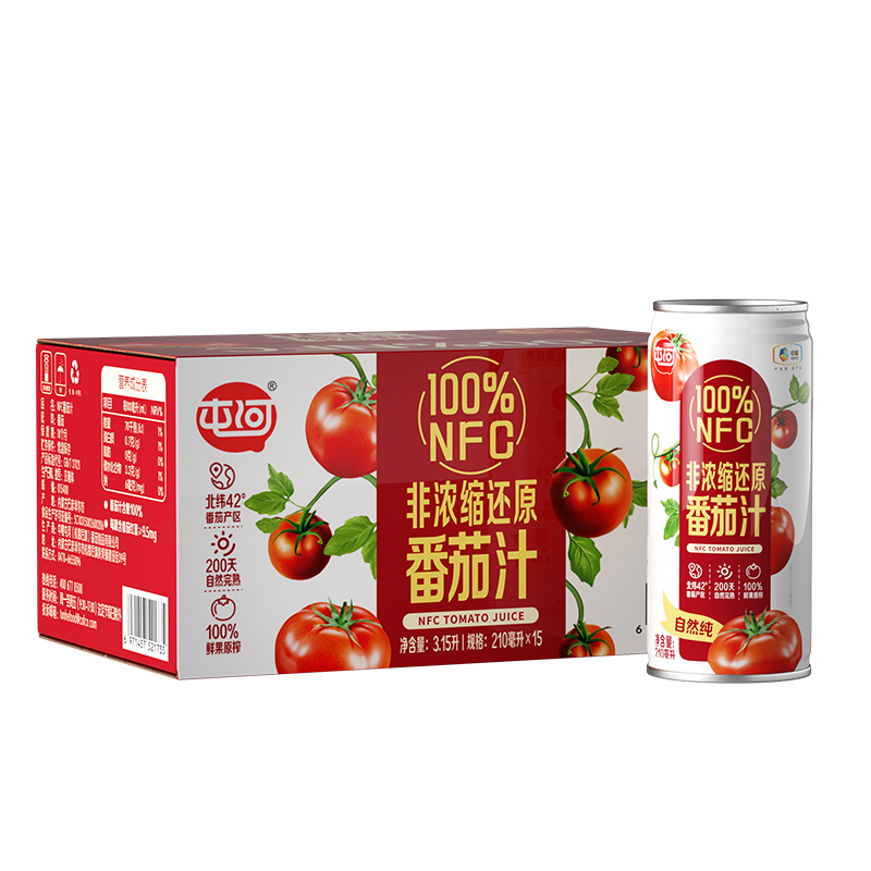 中粮屯河NFC纯果汁饮料100%番茄汁210ml*15罐西红柿果蔬汁 - 图3