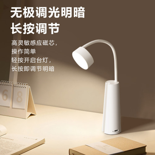 小台灯学习阅读宿舍灯卧室床头学生看书灯充电迷你便携手电筒夜灯 - 图1
