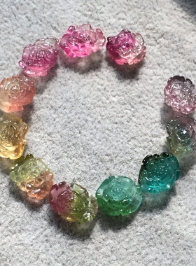 结缘碧玺花朵炫彩西瓜手镯戒面