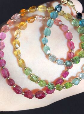 彩虹碧玺刻面限量款项链