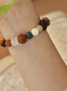 秋落·半两温柔古风十八子籽手串女天然檀木菩提多宝手链男新中式