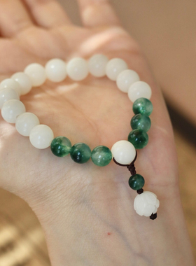 风荷—文艺白玉菩提根莲花手链