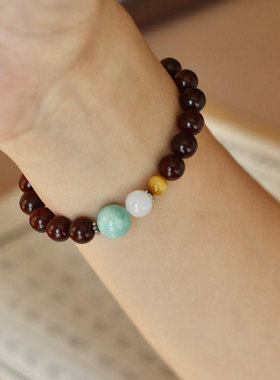 婉兮·半两温柔原创印度小叶紫檀手串新中式紫檀木佛珠手链女手饰