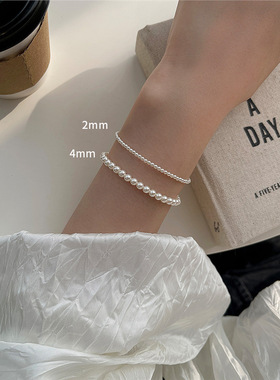 包金极细小米粒施家小珍珠手链女