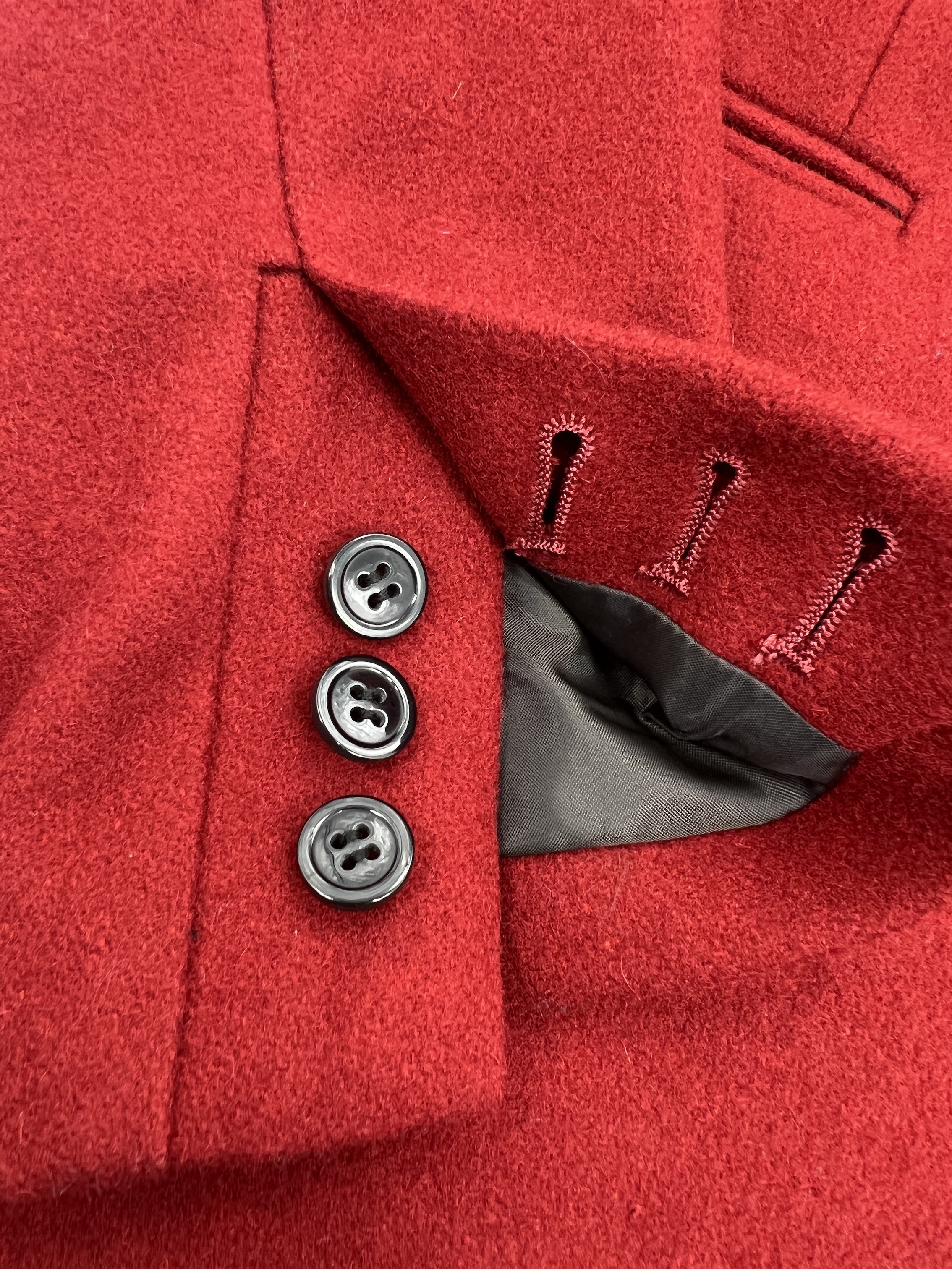 冬高品质复古学院JK百搭红色修身显瘦一粒扣羊毛呢料西装外套 - 图1