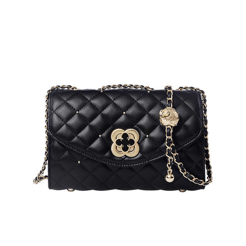 纳兰杜包包女式2025新款斜挎包女夏黑色小香风链条包小包真皮女包 - 图3