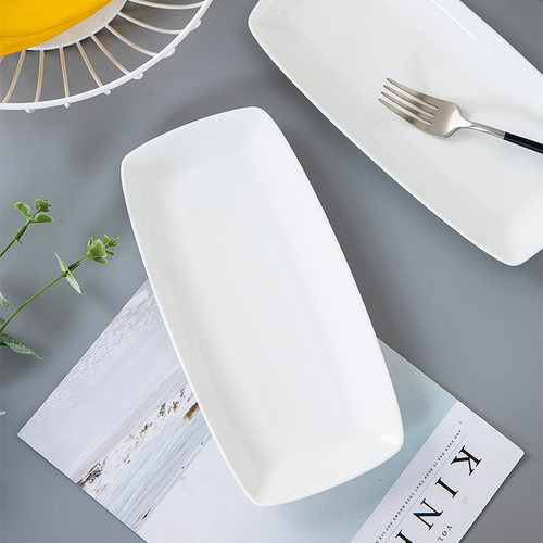 白色骨瓷菜盘家用陶瓷日式长方形餐盘ins风碟子创意餐具寿司鱼盘-图3