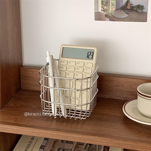 ins正方形不锈钢银色收纳筐桌面杂物置物篮化妆品整理篮子收纳盒 - 图2