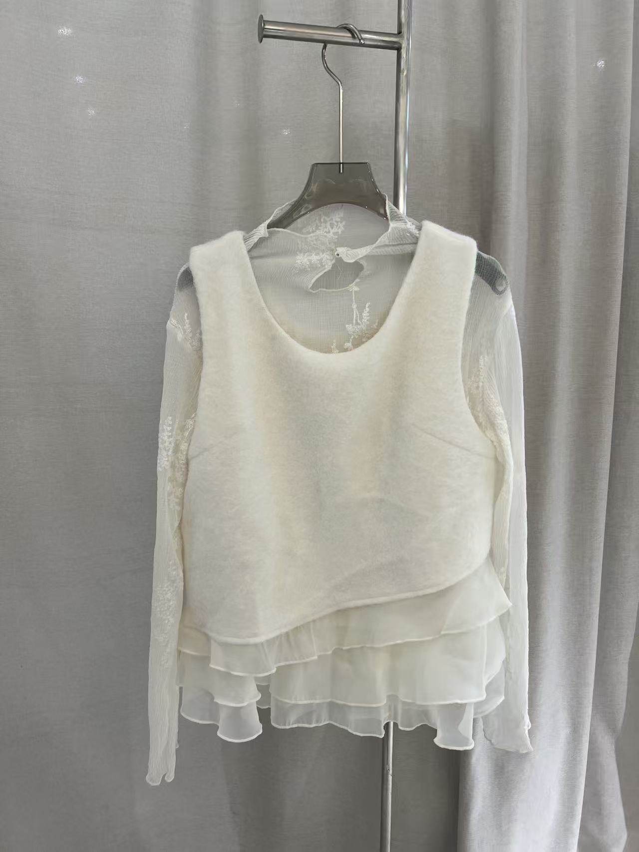 CUPDT 2026新款时尚百搭圆领宽松纯色长袖欧根纱衫,淘宝优惠券,粉丝福利购,淘宝优惠卷