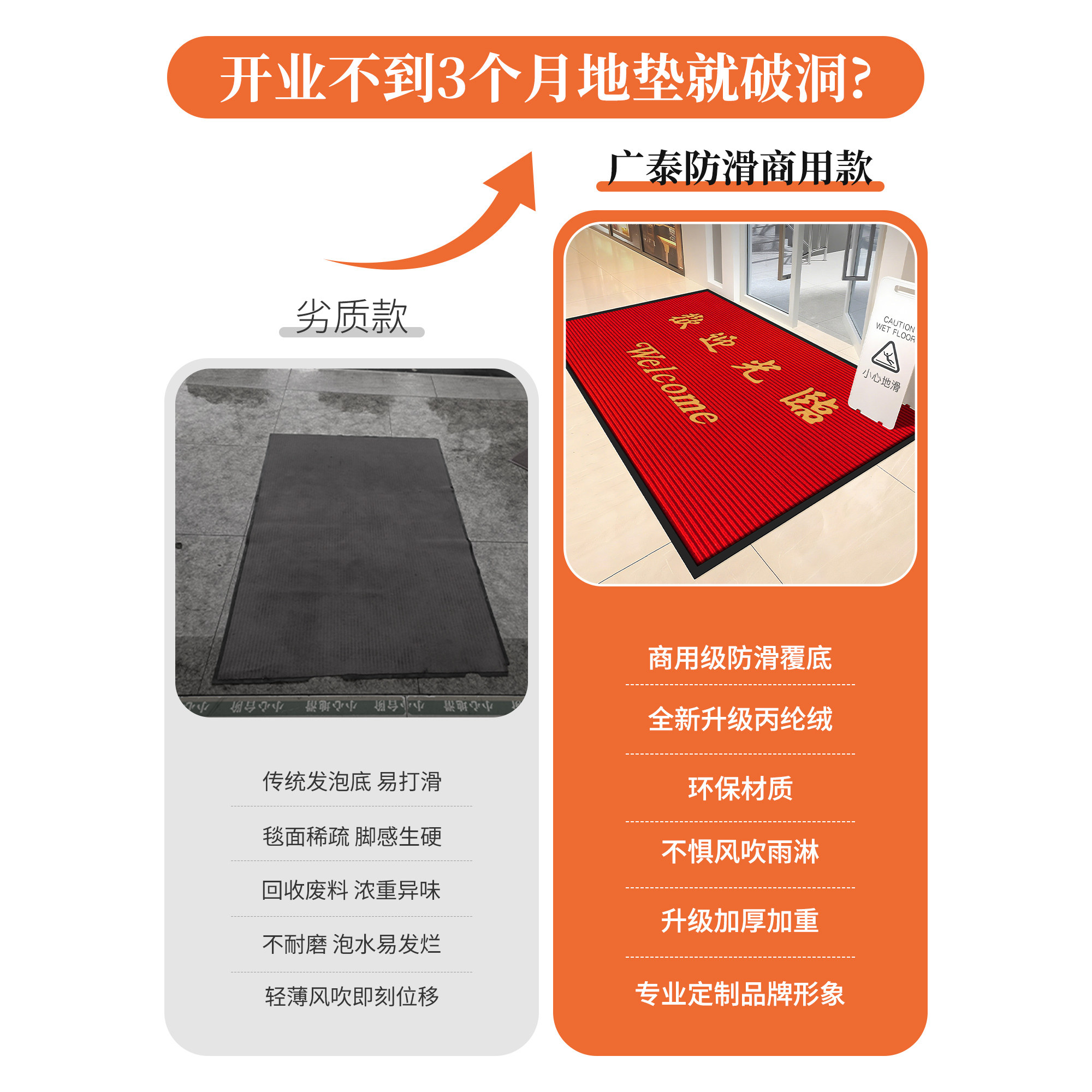 Guangtai commercial entrance water-absorbent anti-slip floor mats