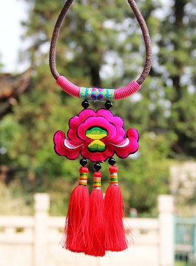 民族风女饰品复古双面刺绣夸张