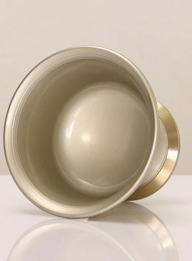 尼泊尔手工高脚供水杯佛堂家用供奉水碗铜制亮银桌面大口径供佛杯