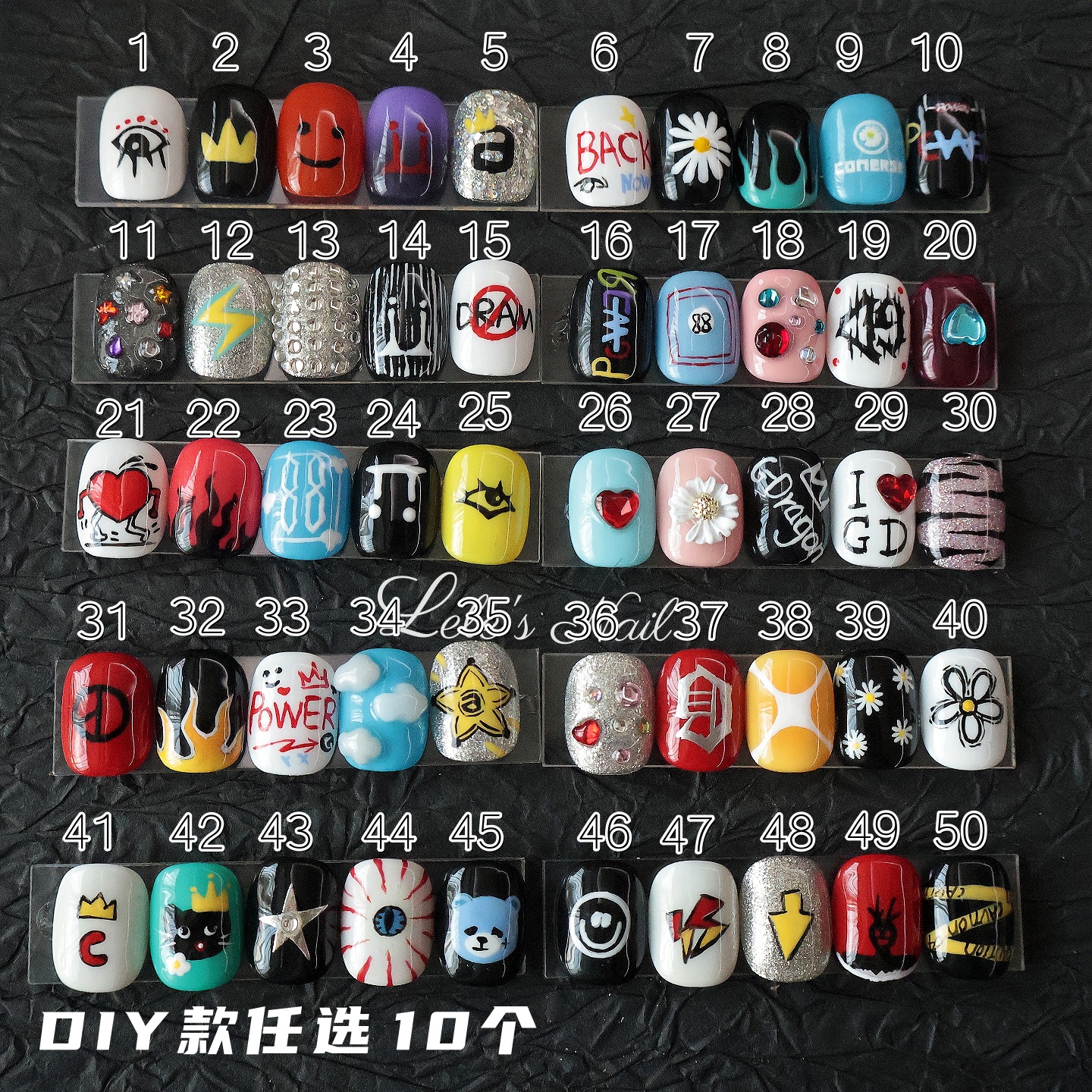 权志龙GD手工手绘穿戴甲明星应援甲DIY定制款任选十个自由搭美甲 - 图0