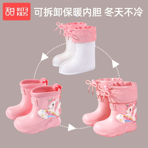 Детский дождевик, туфли для мальчиков, нескользящие водонепроницаемые детские мультяшные сапоги для раннего возраста, увеличенная толщина